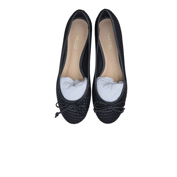 Arezzo Womens Black Woven Ballet Flats Size 6.5 With Bow & Rubber Sole NIB - Picture 6 of 9